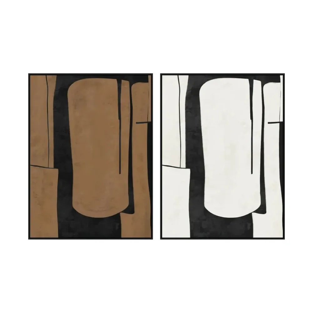 Maalaus Home ESPRIT Ruskea Musta Abstrakti Kaupunki 90 x 4 x 120 cm (2 osaa)