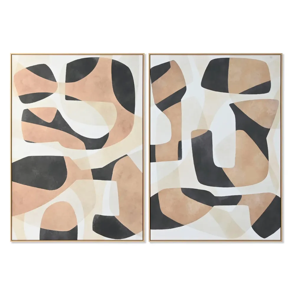 Maalaus Home ESPRIT Ruskea Musta Abstrakti Kaupunki 100 x 4 x 140 cm (2 osaa)
