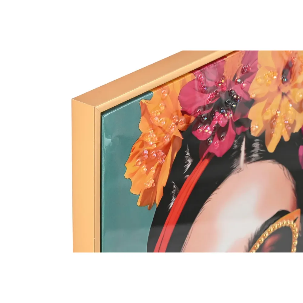 Maalaus Home ESPRIT Turkoosi Gėlės Lakattu 52,5 x 3 x 72,5 cm (2 osaa)