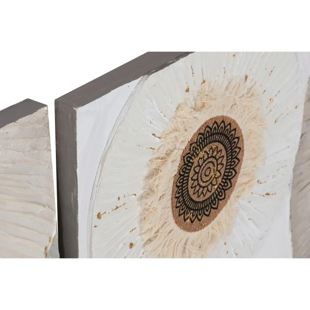 Maalaus Home ESPRIT Valkoinen Beige Ympyrät Skandinaavinen 150 x 3 x 50 cm (2 osaa)