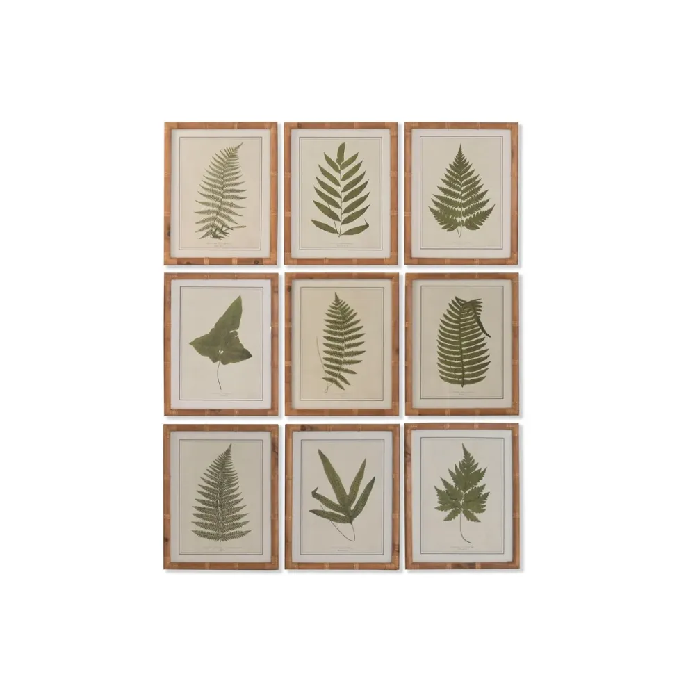 Maalaus Home ESPRIT Vihreä Luonnollinen Cottage Kasvitieteelliset kasvit 40 x 2,5 x 50 cm (9 osaa)
