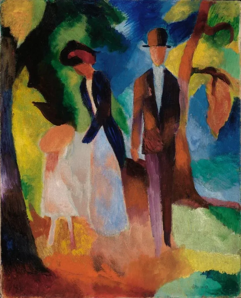 Maalaus Ihmiset järven rannalla sininen - August Macke | Taidetuloste