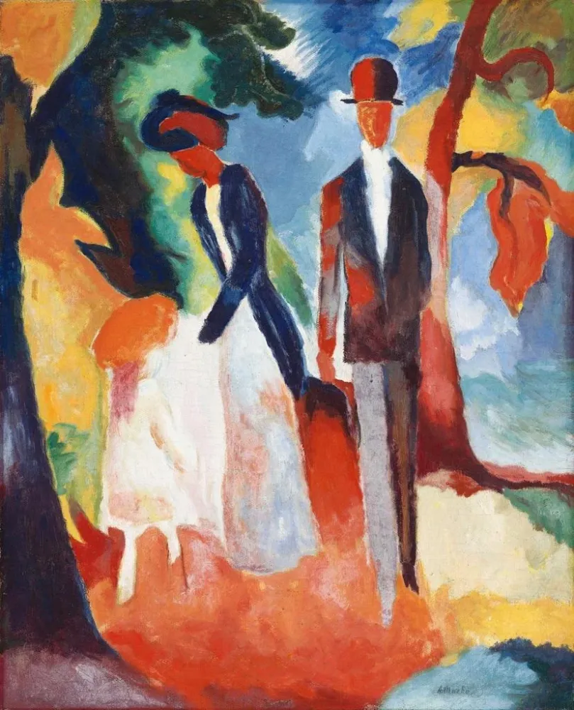 Maalaus Ihmiset sinisen järven rannalla - August Macke | Taidetuloste