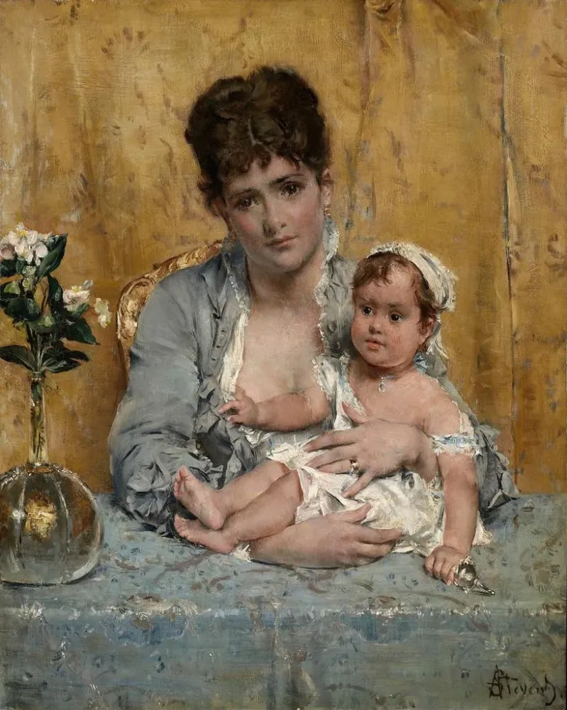 Maalaus Äiti ja lapsi - Alfred Stevens | Taidetuloste