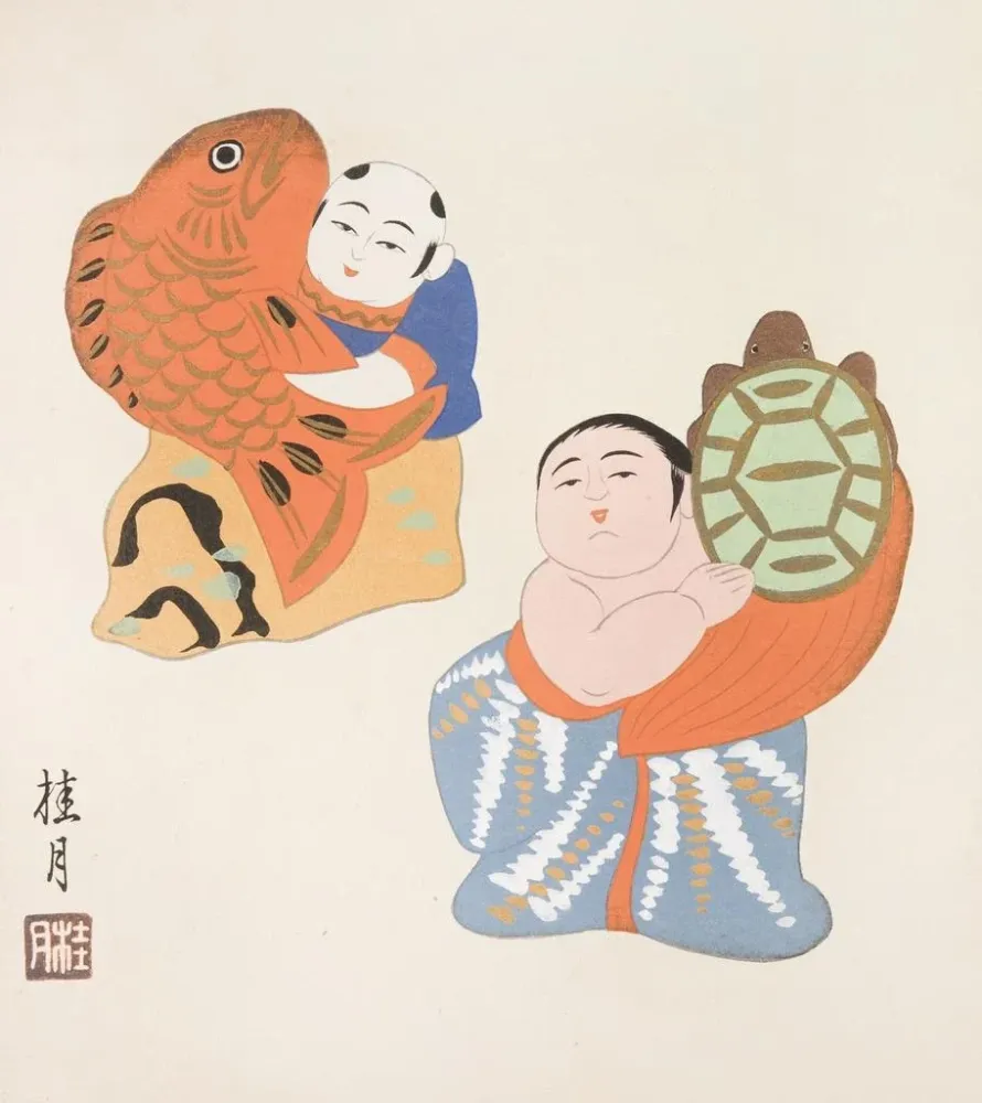 Maalaus Japanilaiset kansanlelut Kydo gangu sh haru Pl11 - Yamashita Hakuba | Taidetuloste