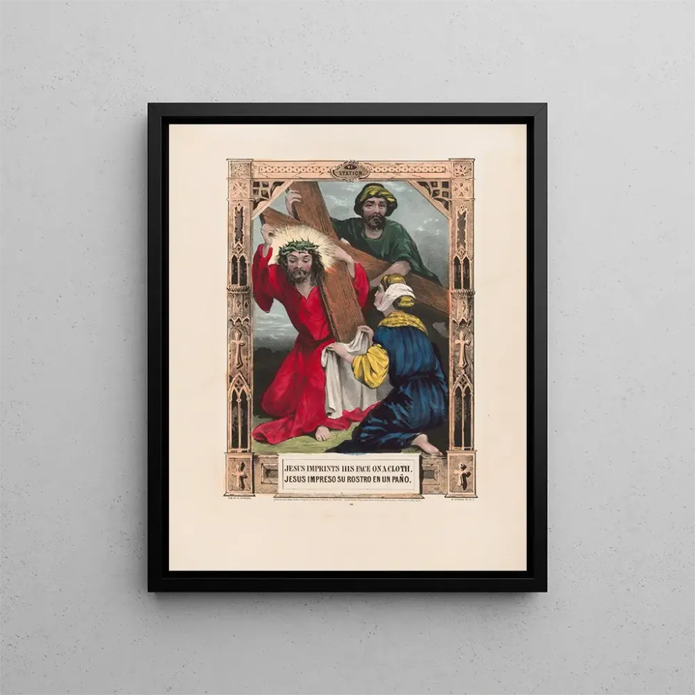 Maalaus Jeesus painaa kasvonsa pyyhkeeseen - Currier & Ives | Taidetuloste