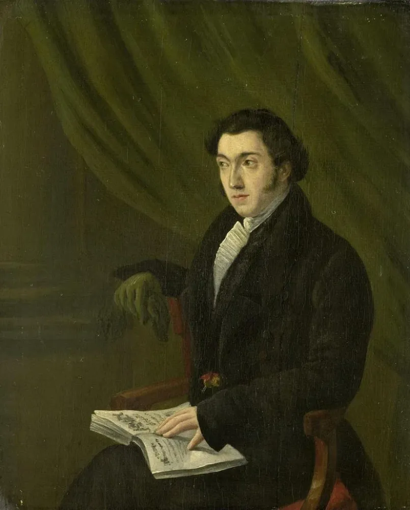 Maalaus Johannes Petrus Schoubergin muotokuva, Utrechtin keisarillisen rahan leimasimen timplisti - Abraham Hendrik Winter...