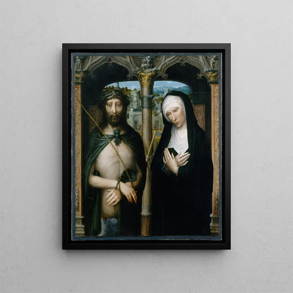 Maalaus Kristus piikkikoristettu Ecce Homo ja surun suruinen Neitsyt - Adriaen Isenbrandt | Taidetuloste