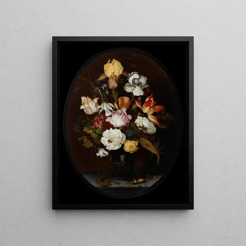 Maalaus Kukka-asetelmasta lasimaljassa - Balthasar van der Ast | Taidetuloste