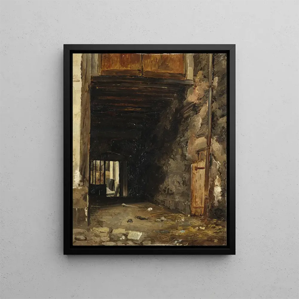 Maalaus L'entrée d'une cour - Auguste Xavier Leprince