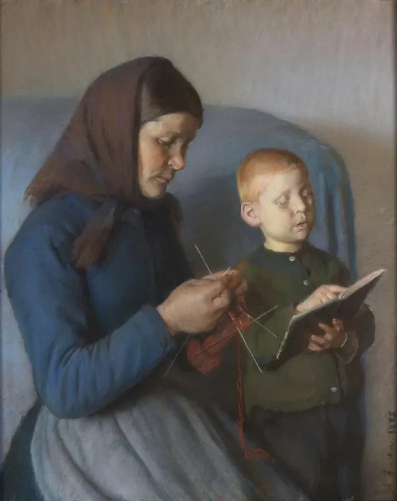 Maalaus La leçon est revue - Anna Ancher | Taidetuloste