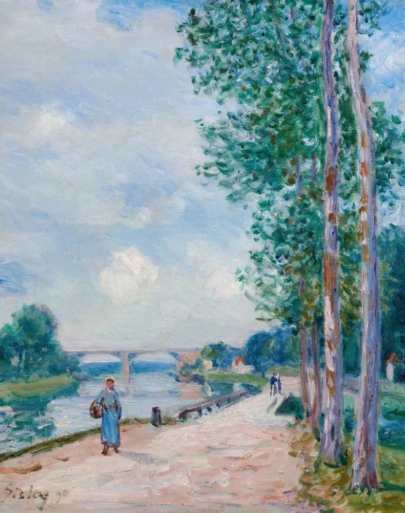 Maalaus Les bords du Loing près de Moret - Alfred Sisley | Taidetuloste
