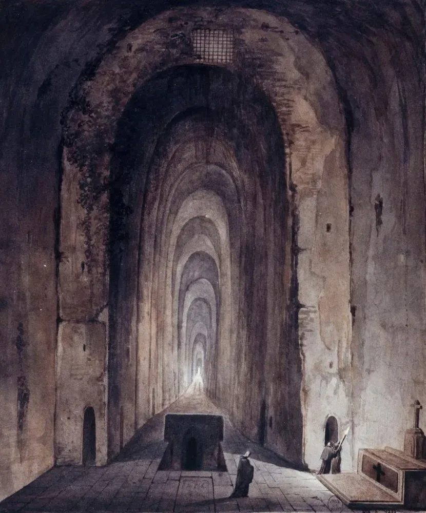 Maalaus Les Catacombes de Saint - Agnès à Naples - François Marius Granet | Taidetuloste