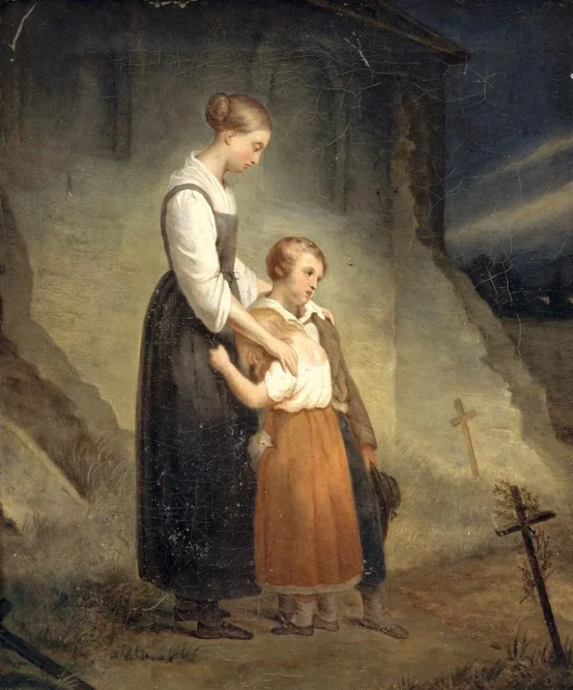 Maalaus Les orphelins - Ary Scheffer | Taidetuloste