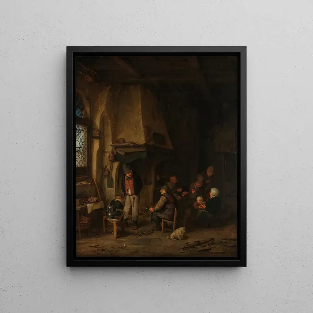 Maalaus "Les Paysans patineurs dans un intérieur" - Adriaen van Ostade | Taidetuloste