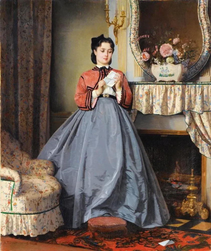 Maalaus La Lettre d'amour - Auguste Toulmouche | Taidetuloste