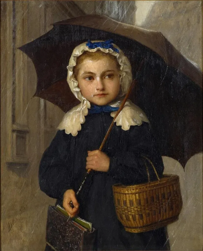 Maalaus Louise Anker sateenvarjon kanssa - Albert Anker | Taidetuloste