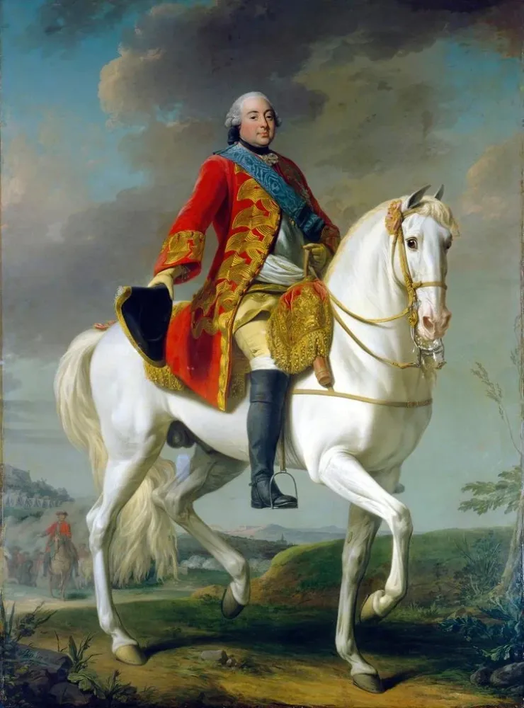 Maalaus Louis-Philippe Duc d'Orléans tervehtii armeettaan taistelukentällä - Alexander Roslin | Taidetuloste