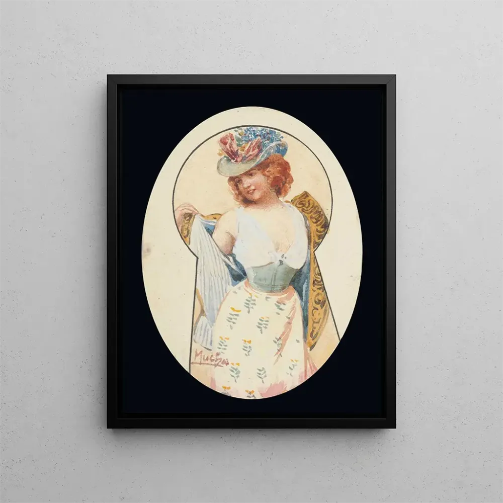 Maalaus Läpi lukon reiän - Alphonse Mucha | Taidetuloste