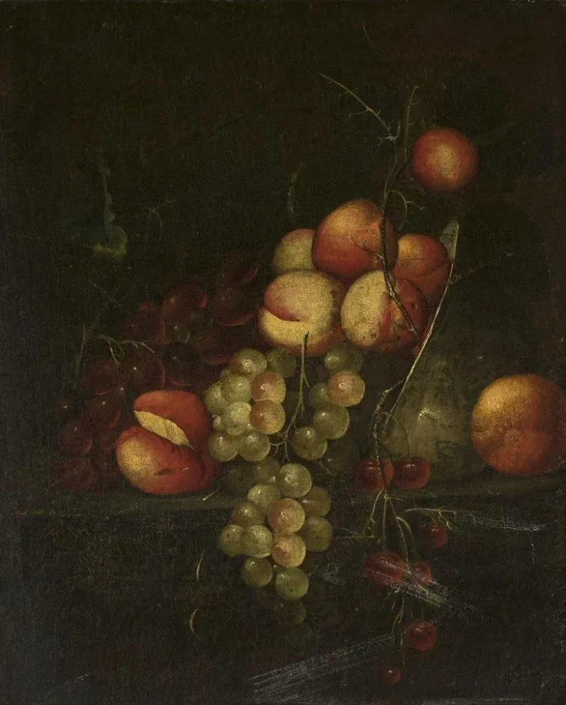 Maalaus luonnonkuvaelmasta omenoiden ja viinirypäleiden kanssa - Cornelis de Heem | Taidetuloste