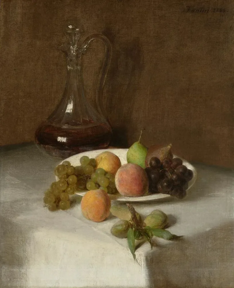 Maalaus Luontoaiheinen still life : La carafe - Henri Fantin - Latour | Taidetuloste