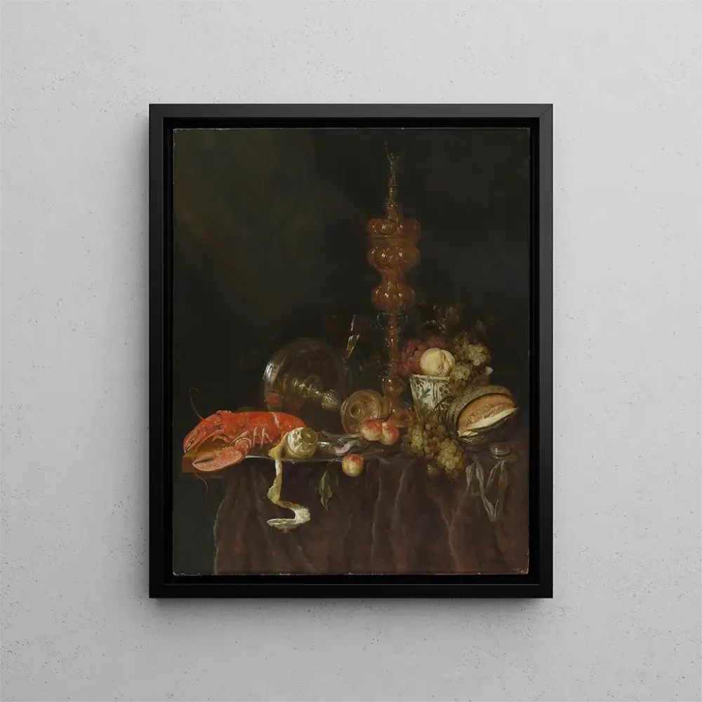 Maalaus Luontoaiheinen still life hummerin ja hedelmien kanssa - Abraham van Beyeren | Taidetuloste
