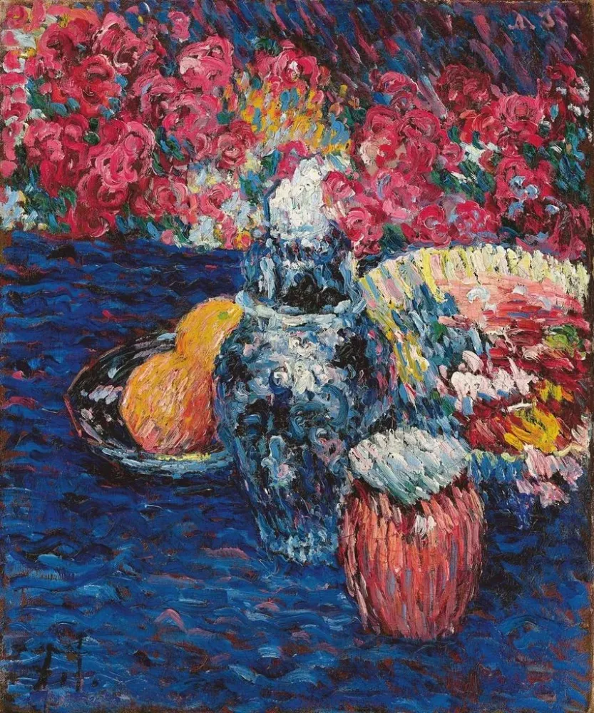 Maalaus Luontokuvan asetelma kukilla ja hedelmillä - Alexej von Jawlensky | Taidetuloste