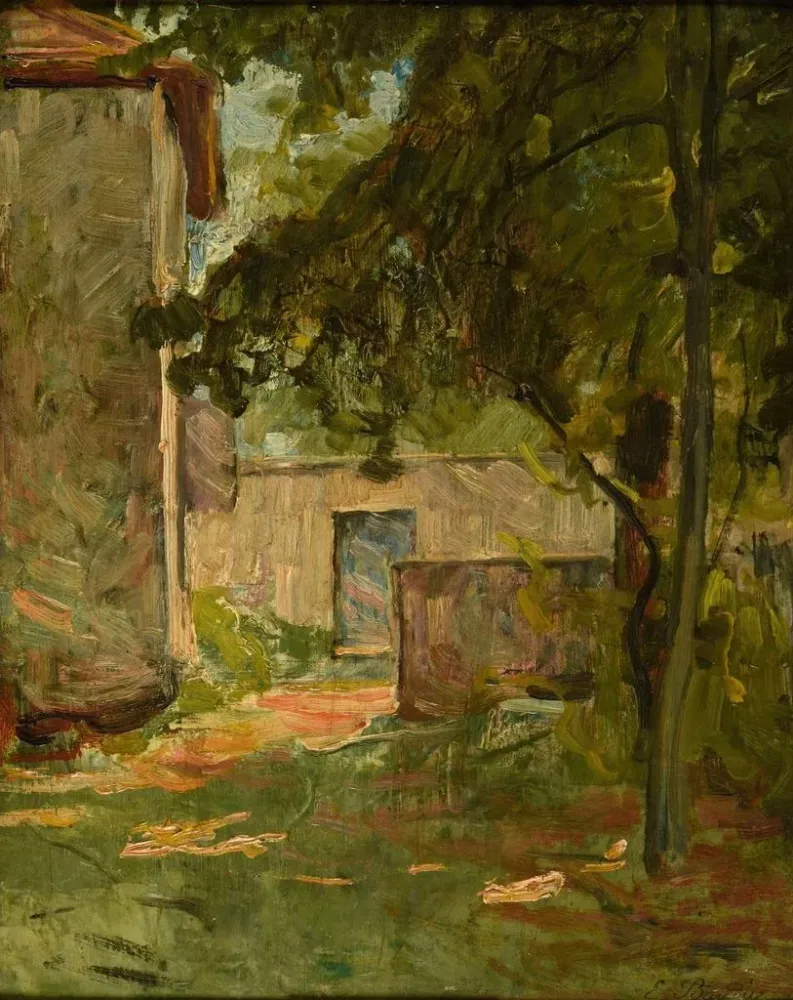 Maalaus Maalaus Entrée de ferme Vezronce par Morestel Isère - Eugène Baudin | Taidetuloste