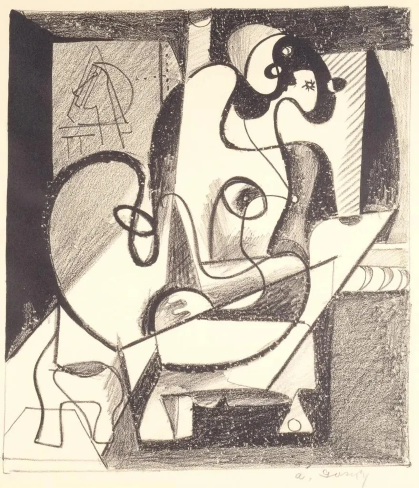 Maalaus Maalaus ja malli Luomisen huone - Arshile Gorky | Taidetuloste