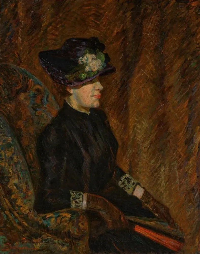Maalaus Madame Guillaumin avec un éventail - Armand Guillaumin | Taidetuloste