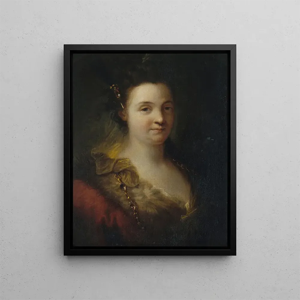Maalaus Mademoiselle Duclos Marie-Anne de Châteauneuf 1670-1748 nimeltään Société de la Comédie Française - Alexis Grimou...