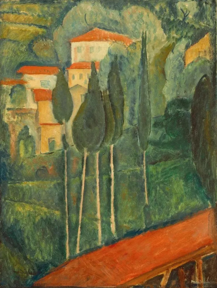 Maalaus Maisema etelässä - Amedeo Modigliani | Taidetuloste