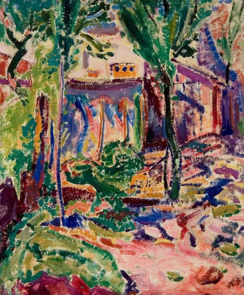 Maalaus maisemasta talon kanssa - Alfred Henry Maurer | Taidetuloste