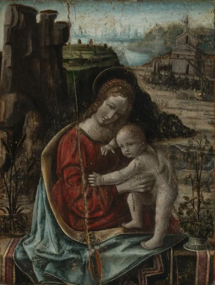 Maalaus Marie ja lapsi maisemaa vasten - Bernardino de Conti | Taidetuloste