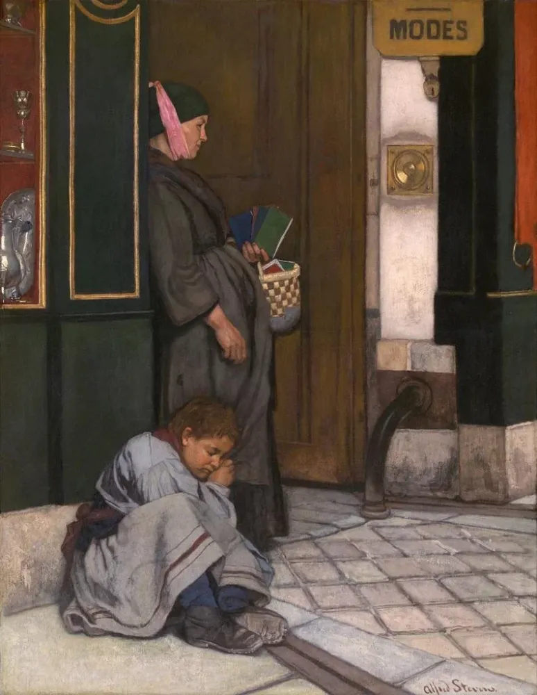 Maalaus La mendicité tolérée - Alfred Stevens | Taidetuloste