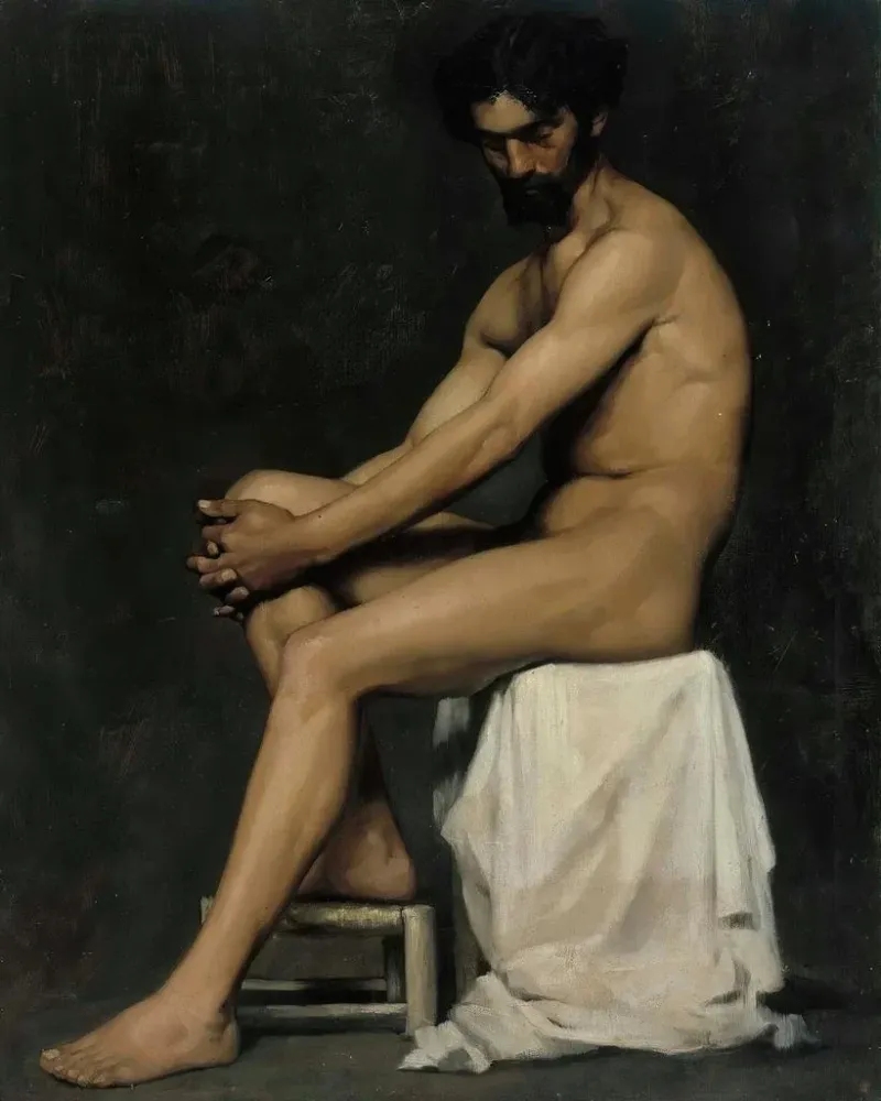 Maalaus Mies istuu - Albert Edelfelt | Taidetuloste
