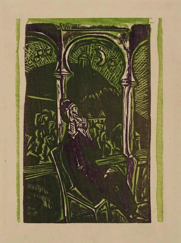 Maalaus Mies triumfante Botho Graef istuu parvekkeellaan Jena - Ernst Ludwig Kirchner