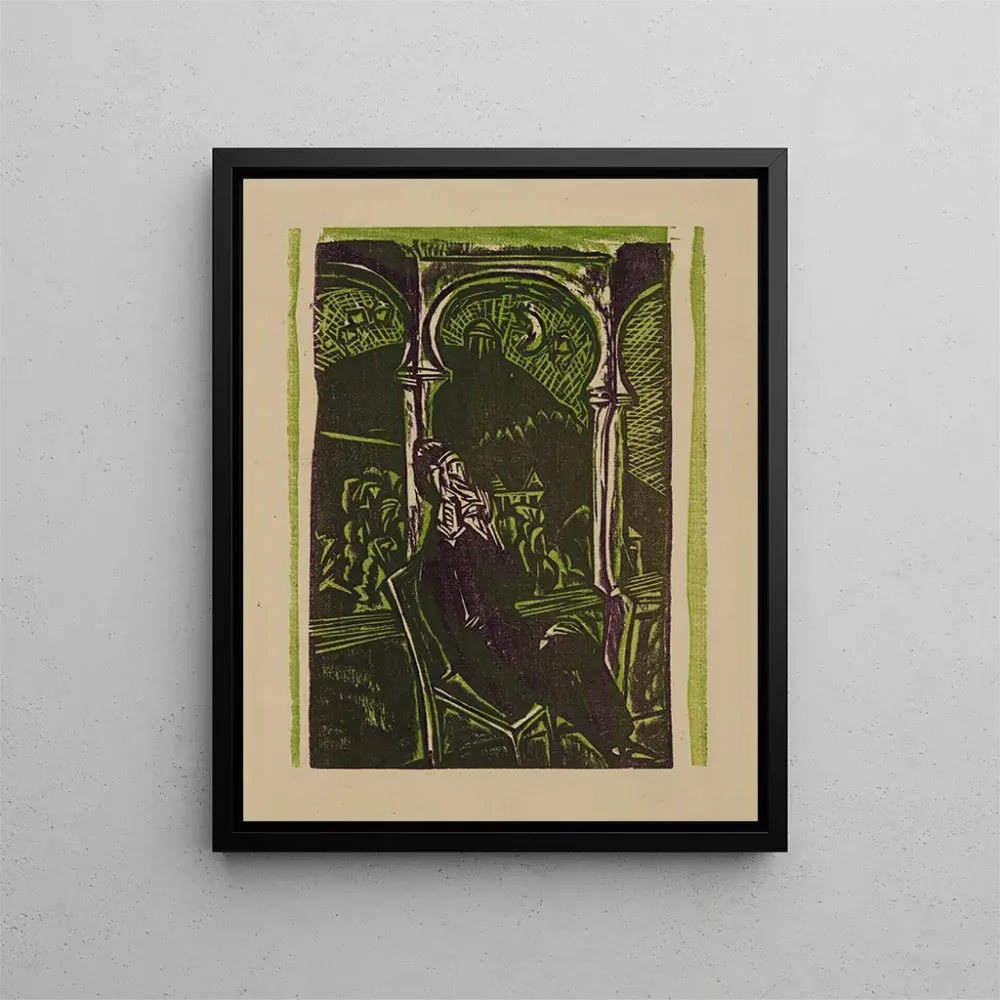 Maalaus Mies triumfante Botho Graef istuu parvekkeellaan Jena - Ernst Ludwig Kirchner