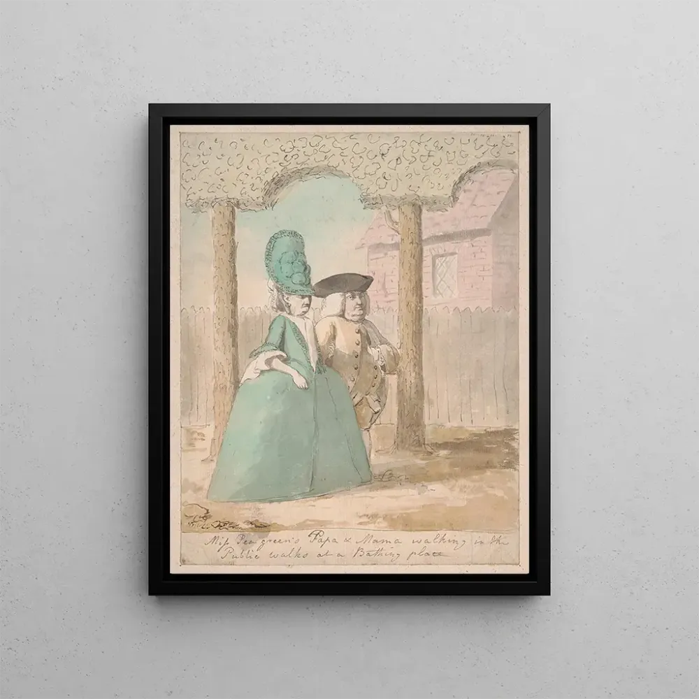 Maalaus Miss Peagreens, Papa et Maman se promenant dans les lieux publics à un endroit de baignade - Nathaniel Dance Holla...