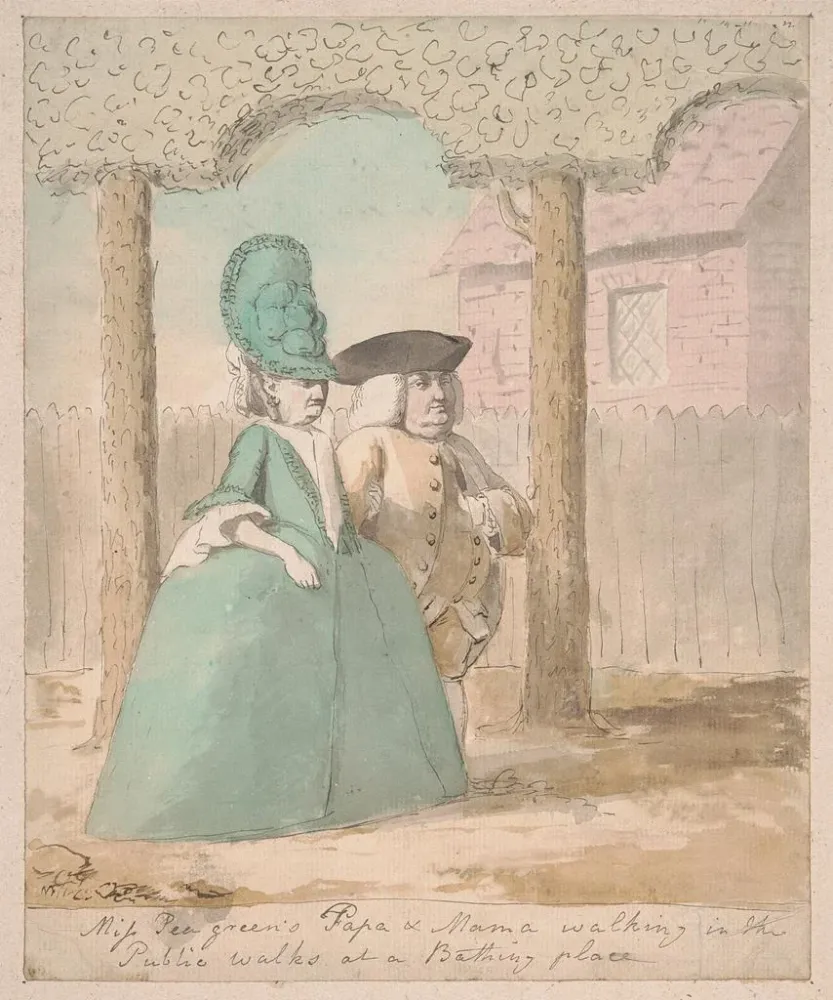 Maalaus Miss Peagreens, Papa et Maman se promenant dans les lieux publics à un endroit de baignade - Nathaniel Dance Holla...