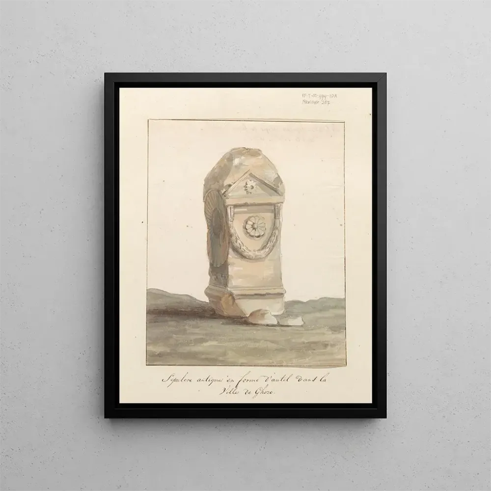 Maalaus monumenttihautakivestä klassisen alttarin muodossa Gozo-saaressa - Abraham Louis Rodolphe Ducros | Taidetuloste