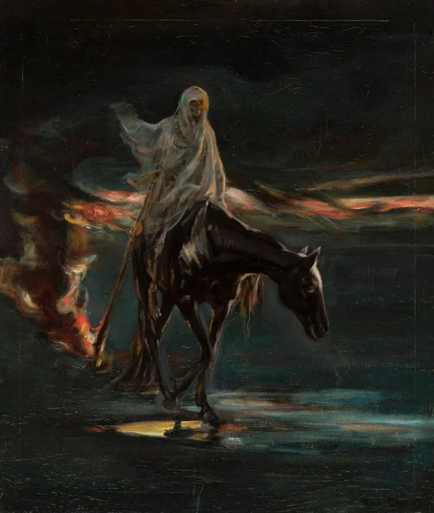 Maalaus Mort et conflagration section centrale du triptyque Désastre - Adam Chmielowski | Taidetuloste