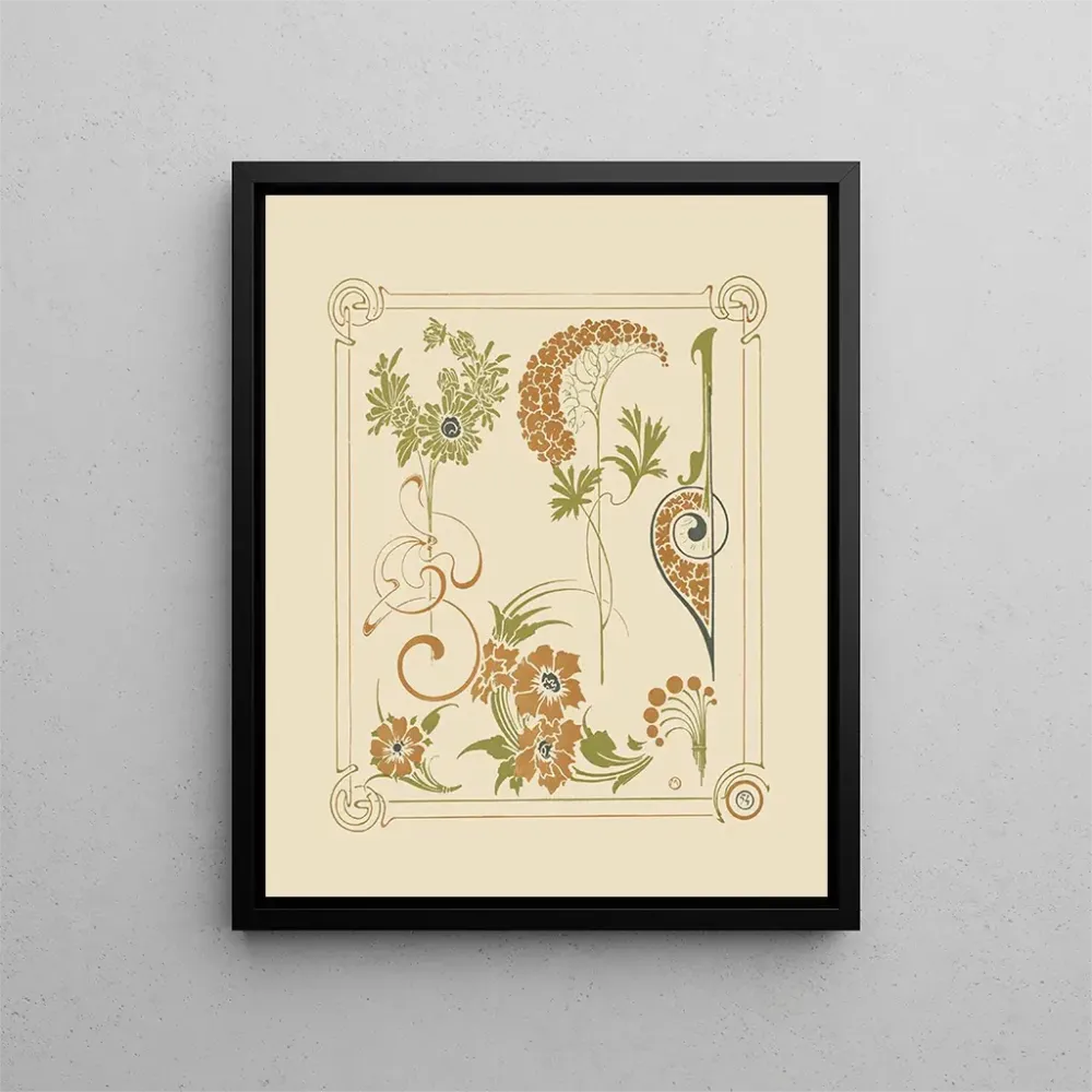 Maalaus Motif abstrakti kukkien ja arabesquien pohjalta - Alphonse Mucha | Taidetuloste