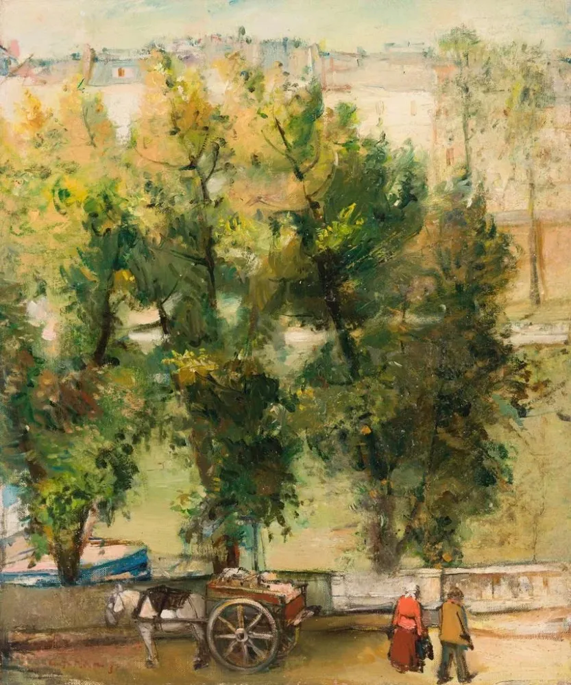 Maalaus Motif de Paris Paysage avec un cheval - Andrus Johani | Taidetuloste