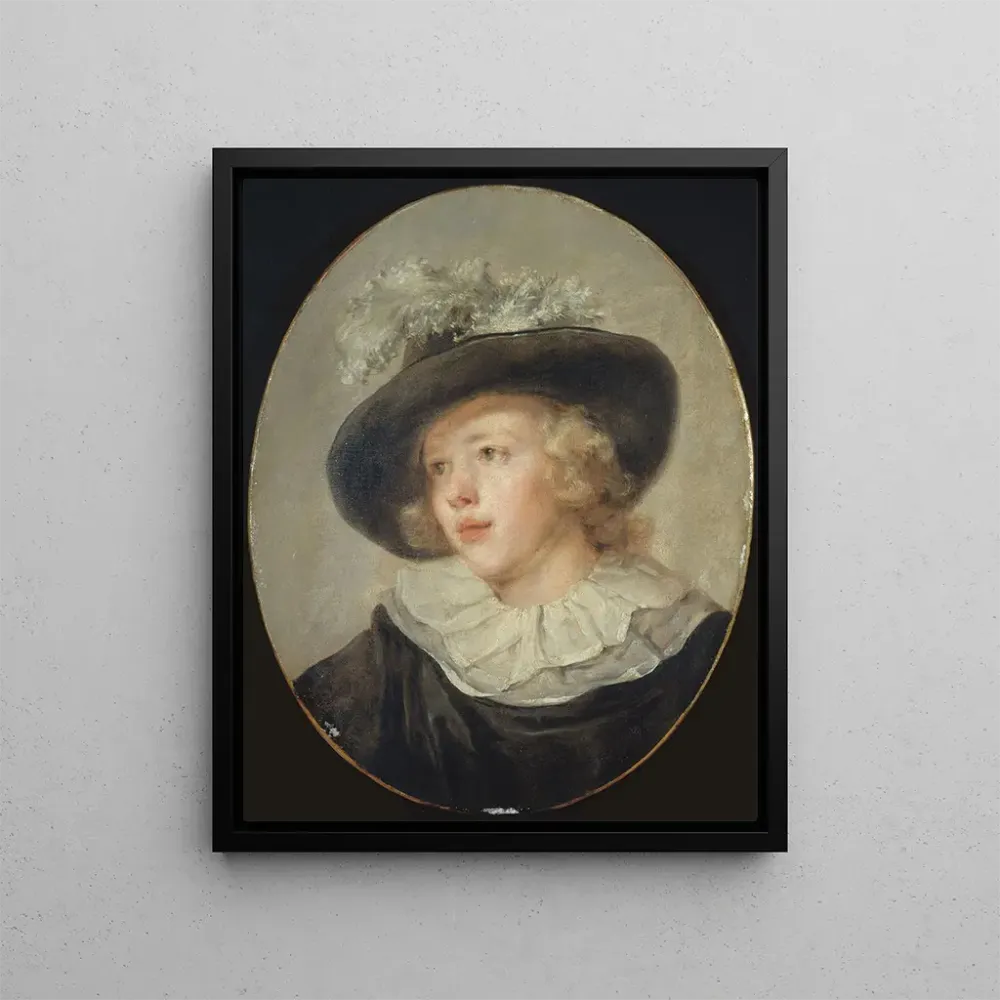 Maalaus Muotokuva nuoresta pojasta höyhentä sisältävällä hatulla - Jean - Honoré Fragonard | Taidetuloste