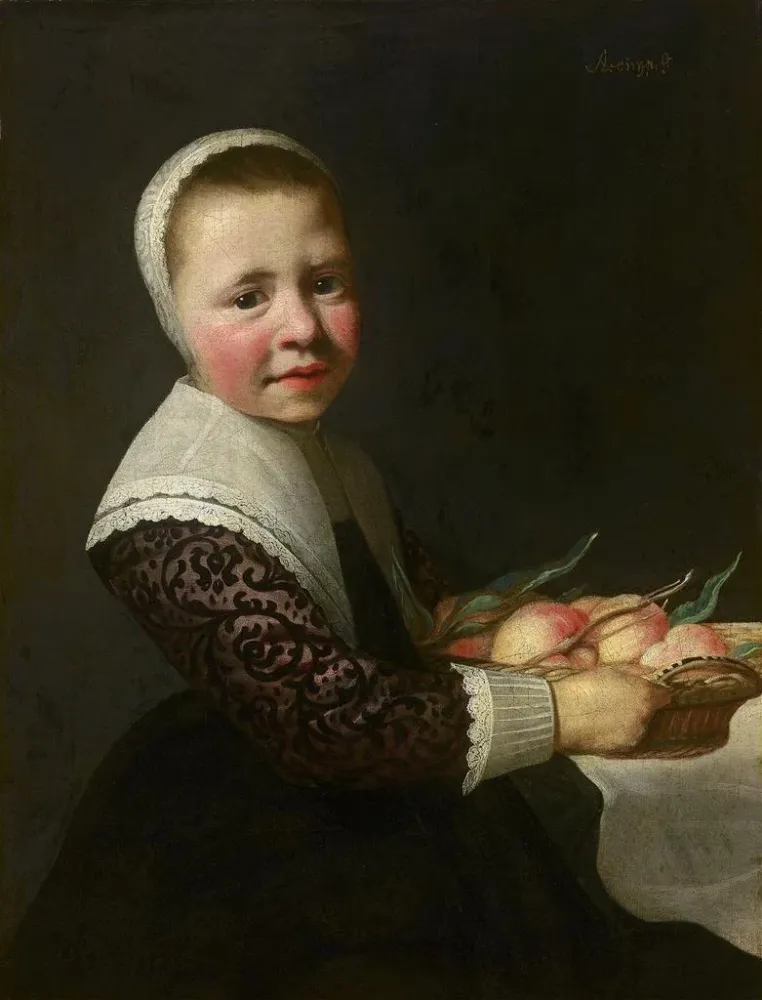 Maalaus Muotokuva persikoita syövän tytön - Aelbert Cuyp | Taidetuloste