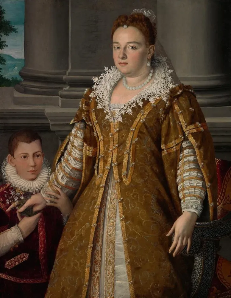 Maalaus Muotokuva suurherttuatar Bianca Capello de Médicisistä ja hänen pojastaan - Alessandro Allori | Taidetuloste