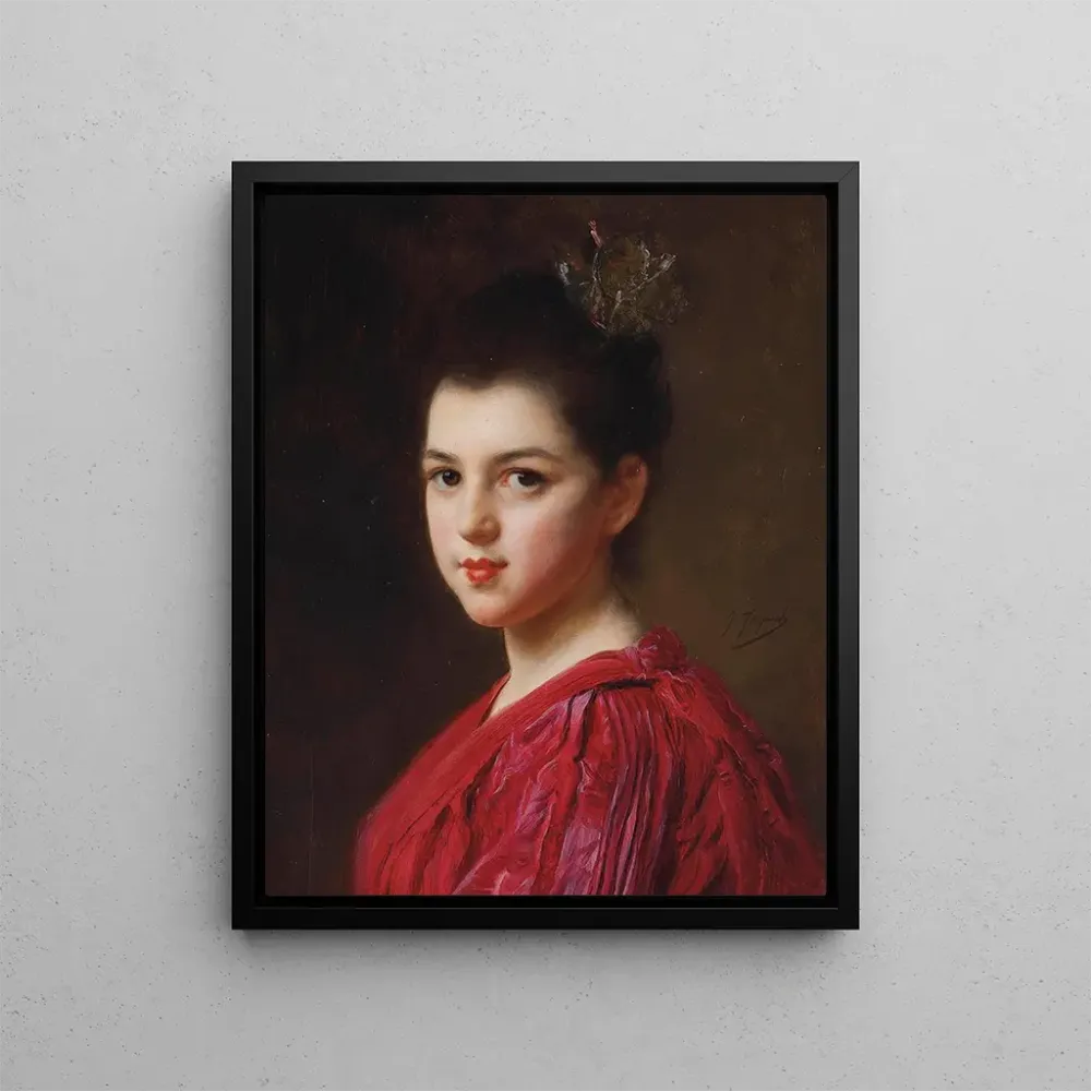 Maalaus Nainen punaisessa mekossa - Gustave Jean Jacquet | Taidetuloste