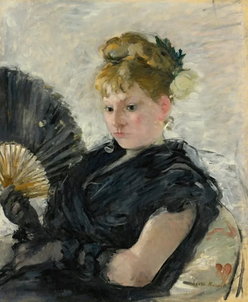 Maalaus Nainen viuhkansa kanssa - Berthe Morisot | Taidetuloste
