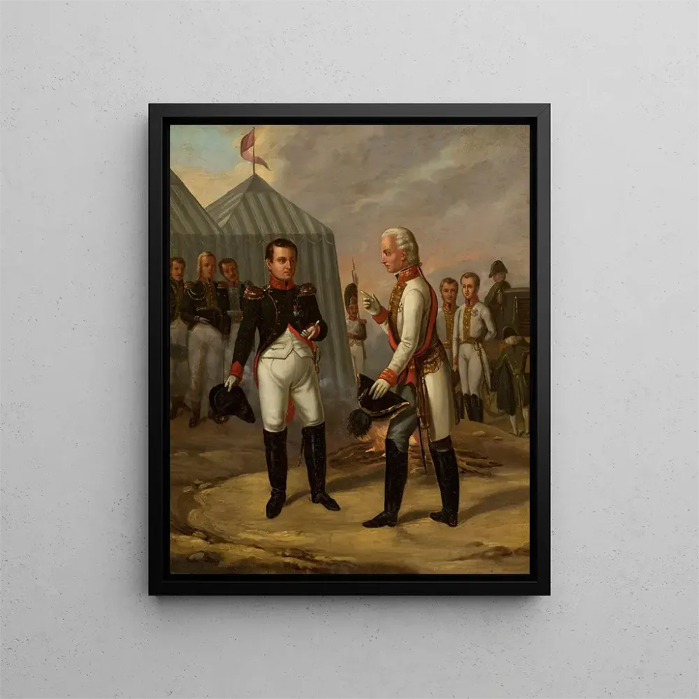 Maalaus Napoleon ja François II Austerlitzin taistelun jälkeen - Aleksander Stankiewicz | Taidetuloste